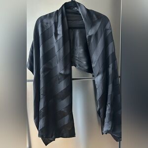 Black Silk Shawl Wrap Heavy Drape Minimalist Evening